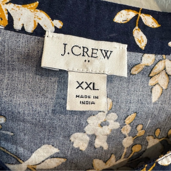 J.Crew Factory Dark Floral Button Up Shirt Ruffle Long Sleeve Office Cotton XXL - Picture 5 of 6